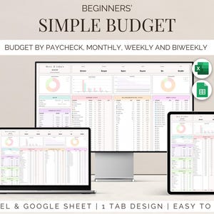 Excel Monatlicher Budgetplaner Google Sheets Vorlage Income & Expense Tracker Tabelle Persönliche Finanzen Anfängerbudget ganz einfach