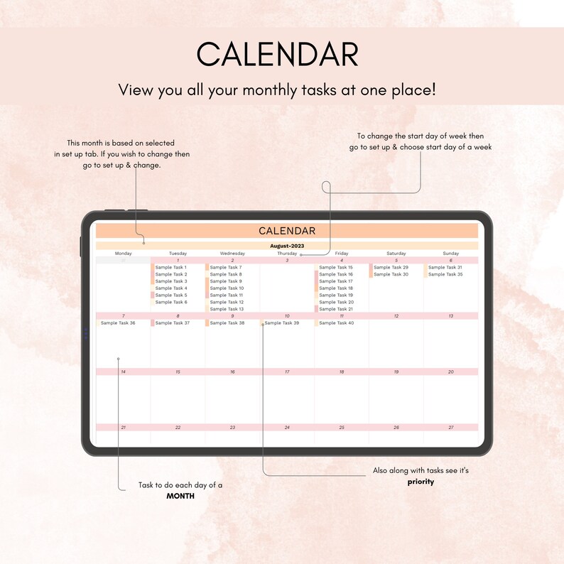 Task Tracker Excel Template Daily, Weekly, Monthly Planner Digital to ...