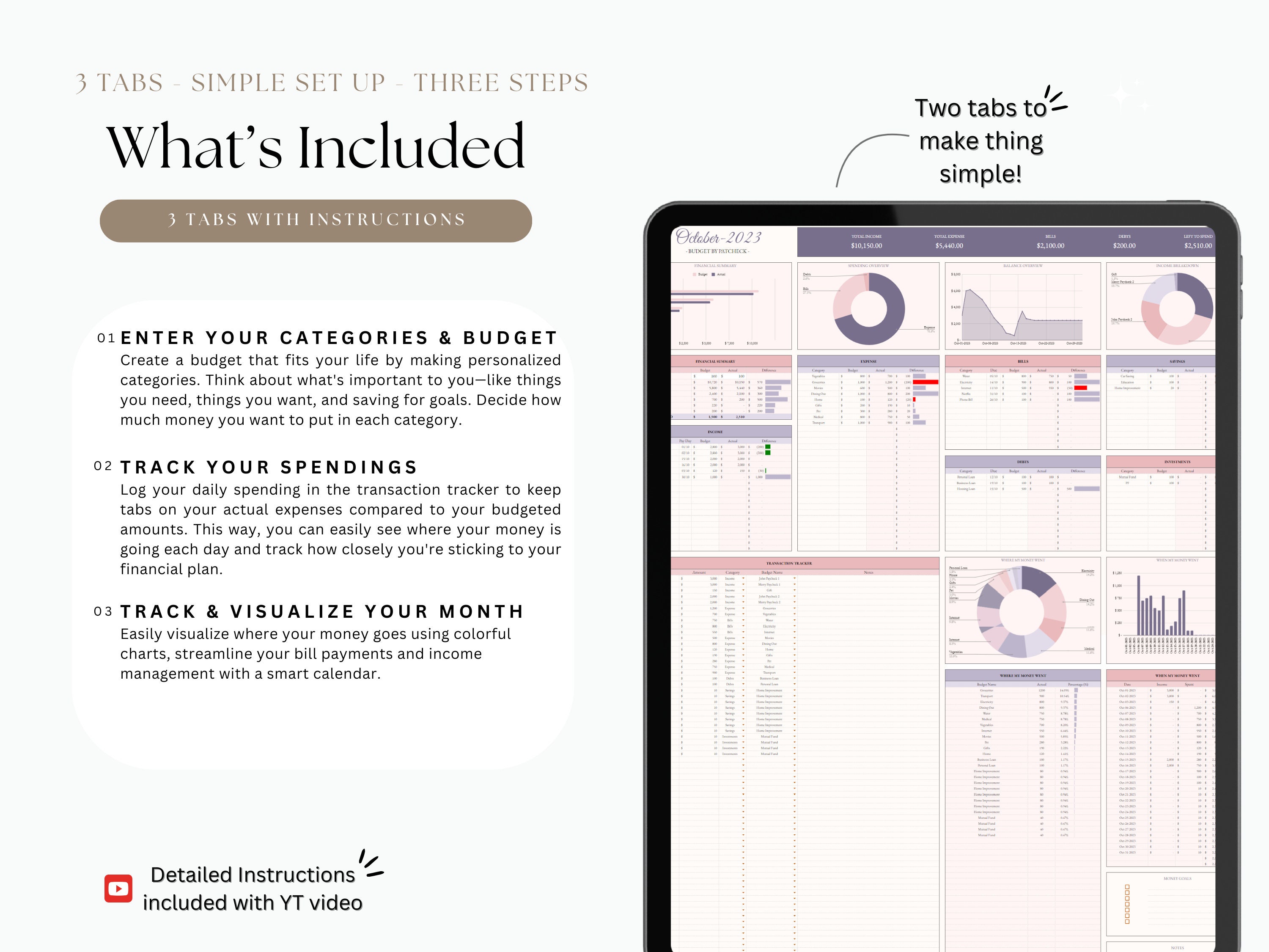 Excel Monthly Budget Template: Personal Finance Tracker (digital ...