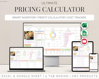 Pricing calculator google sheets cost tracker excel Price list profit margin spreadsheet template small business material inventory planner