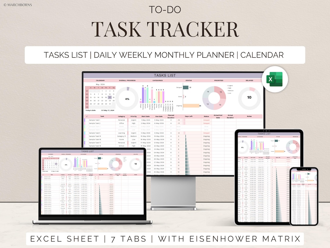 Task Planer Excel Excel Task Planner: Daily, Weekly, Monthly To-do List (digital Download ...