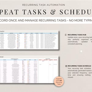 Task Tracker Spreadsheet Google Sheets To Do List Excel Work Organizer Recurring Task Planner Team Project Management ADHD Productivity bild 7