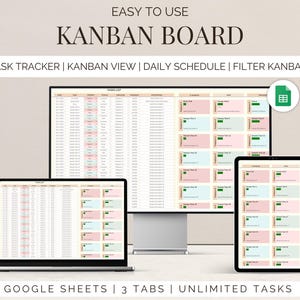 Modelo de rastreador de tarefas de gerenciador de projetos de quadro Kanban simples gerenciador de tarefas planejador de projetos rastreador de atividades rastreador de projetos modelo googlesheet