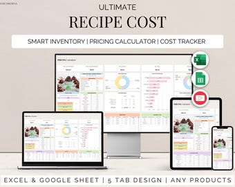 Recipe cost pricing calculator google sheets excel small business tracker spreadsheet product price list template Food ingredient inventory