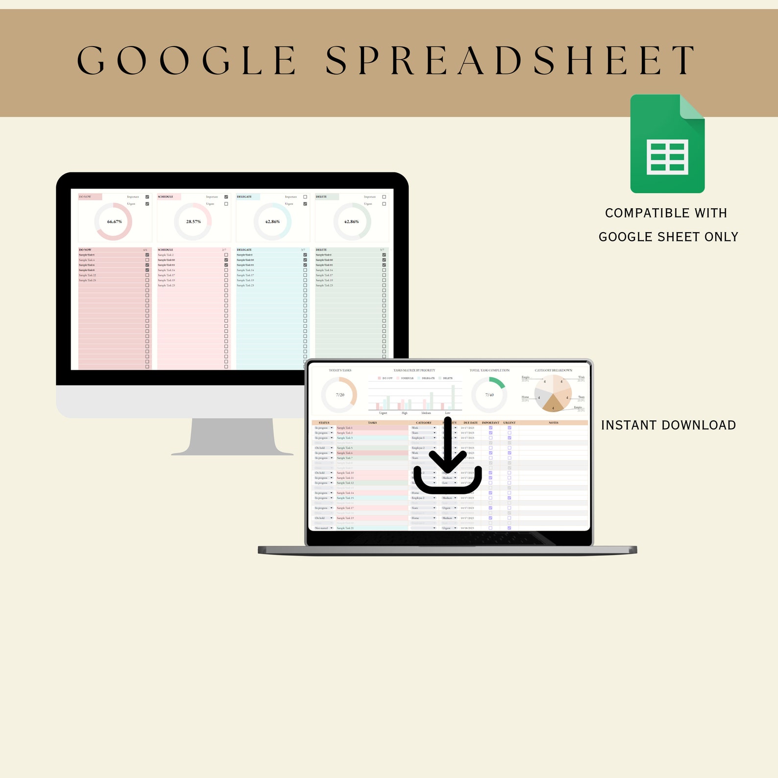 Eisenhower Decision Matrix Google Sheets Task Priority Planner ...
