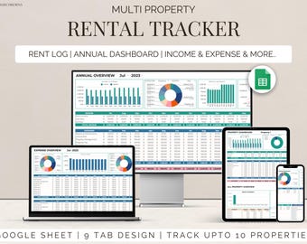 Rental Property Tracker Landlord Spreadsheet Multi Property Income and Expense Google Sheets Rental Bookkeeping Rent Payment Tracker