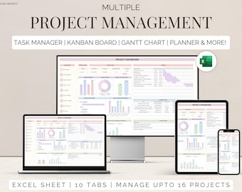 Project Management Tool for Small Business Project Planner Task Tracker To-Do List Template Gantt Chart Business Planner Kanban Board Excel