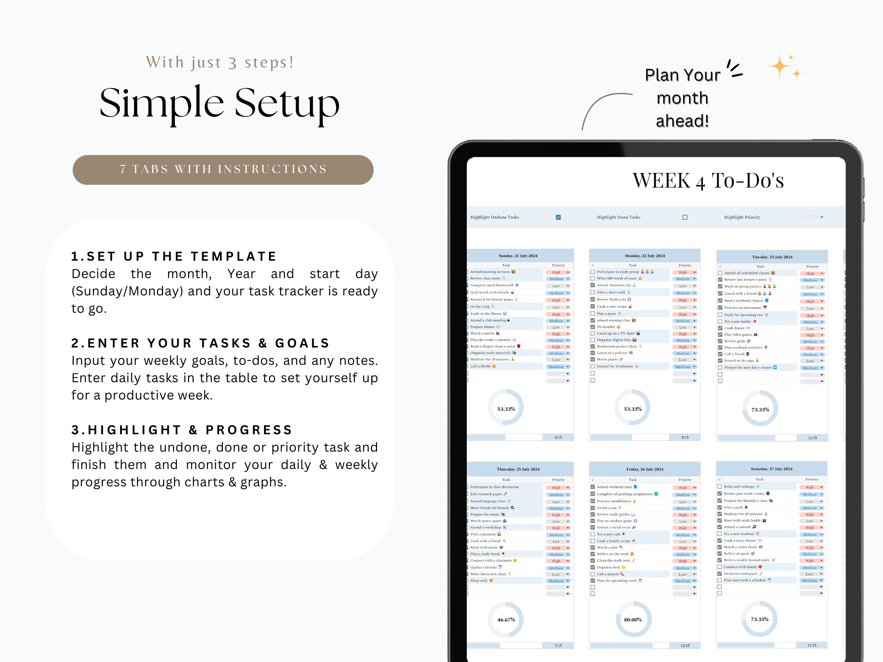Task Tracker Excel Spreadsheet Digital To-do List Template Google ...