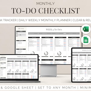 Excel To-do List Tracker Daily Checklist Google Sheet Planner Template ...