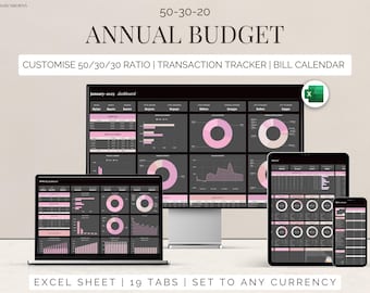 50/30/20 Budget Planner: Excel Template, Savings & Debt Tracker (Digital Download)
