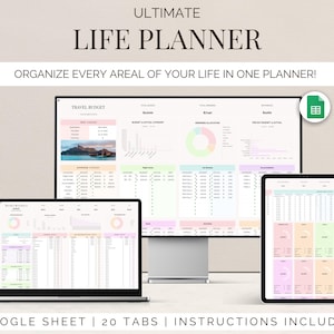 All in one Life planner google sheets Productivity Planner Budget Tracker To Do List Template Calendar Habit Goal Tracker Digital Organizer