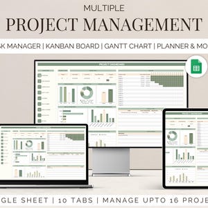 Plantilla de seguimiento de proyectos, hojas de cálculo de Google, seguimiento de gestión de proyectos, tareas pendientes, administrador de tareas, tablero Kanban, diagrama de Gantt, cronograma, planificador, gerente de equipo