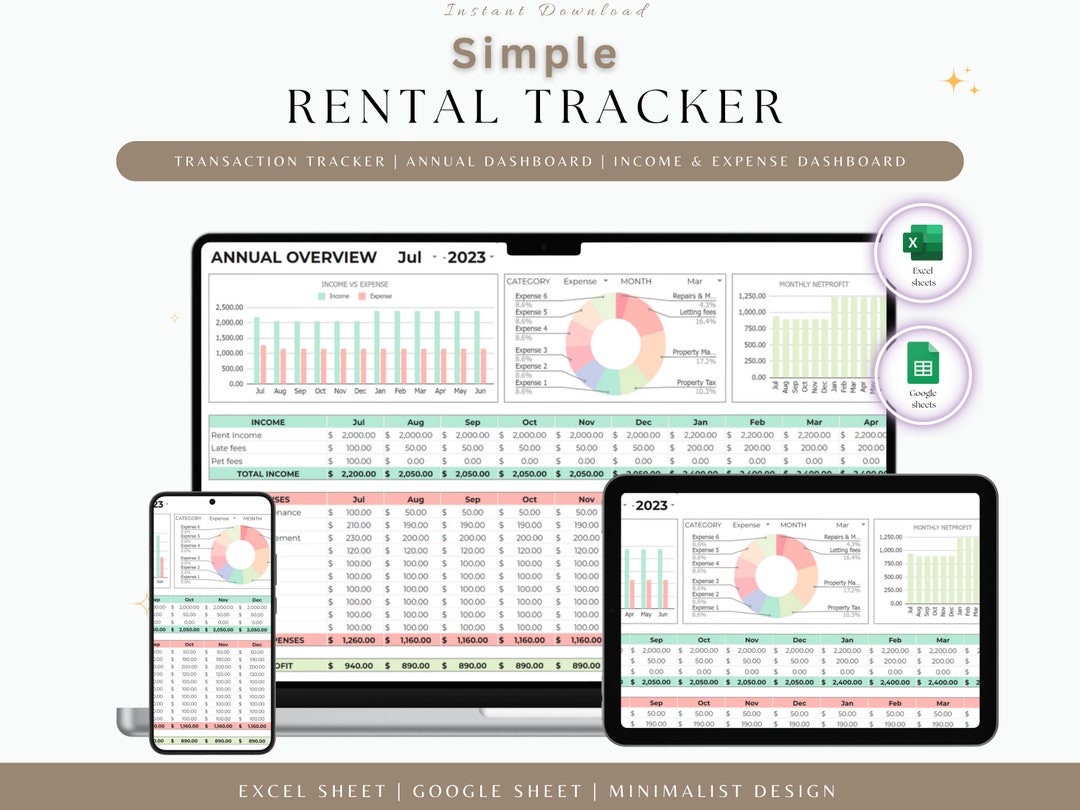 Landlord Rental Income Tracker Excel Google Sheet Template Rental ...