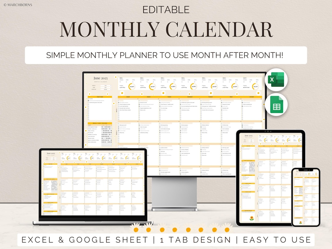 2026 Digital Calendar Template Google Sheets Planner Excel Spreadsheet ...