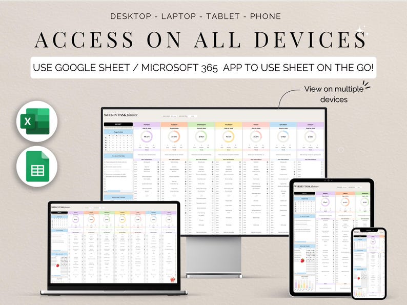 Weekly Time Block Planner Schedule Google Sheets Daily Activity Tracker ...