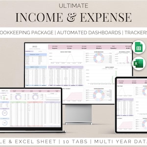 Small Business Income Expense Tracker: Excel & Google Sheets (Digital Download)