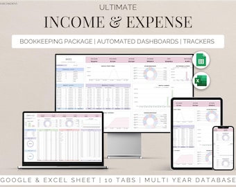 Small Business Income Expense Tracker: Excel & Google Sheets (Digital Download)