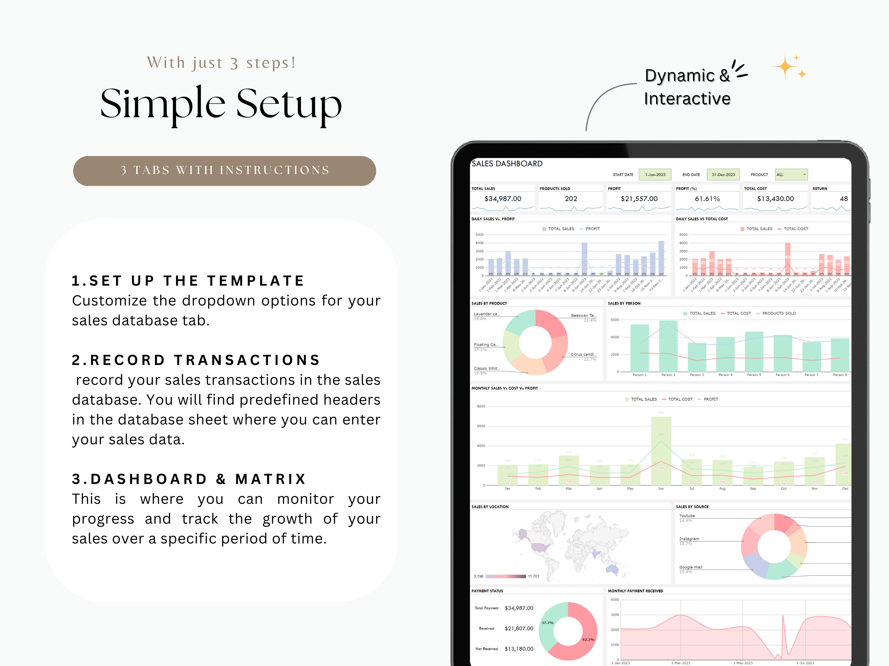 Sales Dashboard Google Sheets Small Business Tracker Template Income ...
