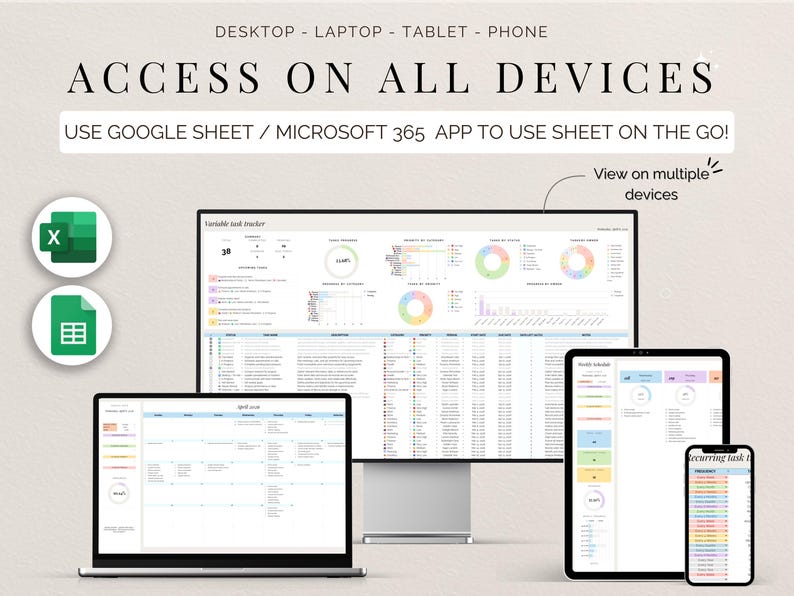 Task Tracker Spreadsheet Google Sheets To Do List Excel Work Organizer Recurring Task Planner Team Project Management ADHD Productivity bild 12