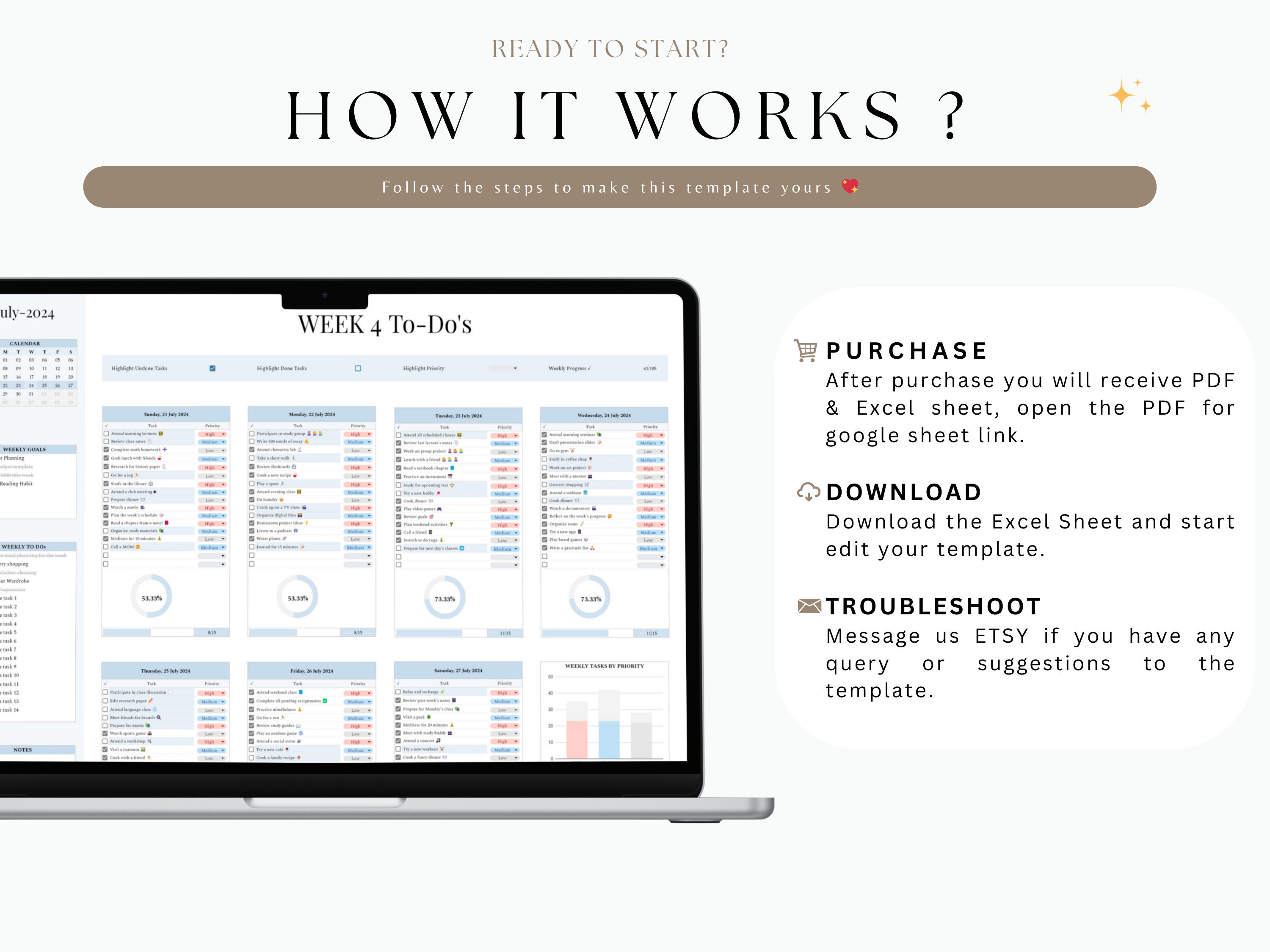 Task Tracker Excel Spreadsheet Digital To-do List Template Google ...