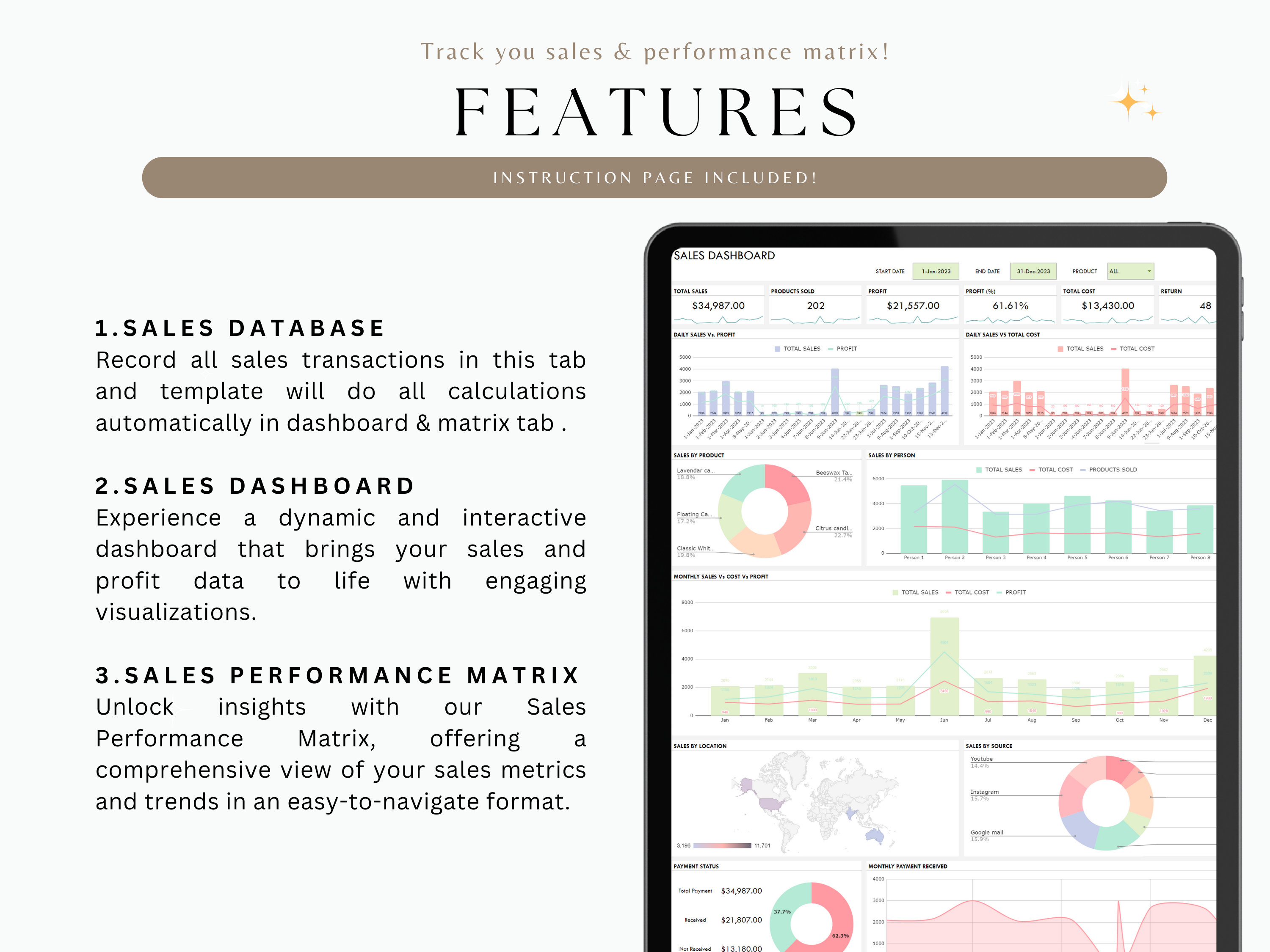 Sales Dashboard Google Sheets Small Business Tracker Template Income ...