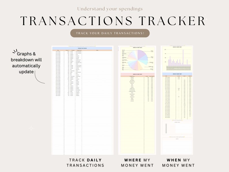 50/30/20 Monthly Budget Spreadsheet: Excel & Google Sheets (digital ...