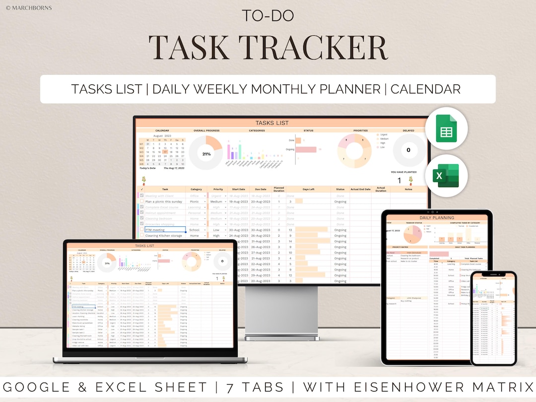 To Do Task List Excel Spreadsheet Template Task Tracker Google Sheets ...