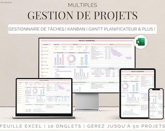 Excel Project Management template task tracker Kanban board Gantt chart project plan dashboard daily weekly planner checklist schedule
