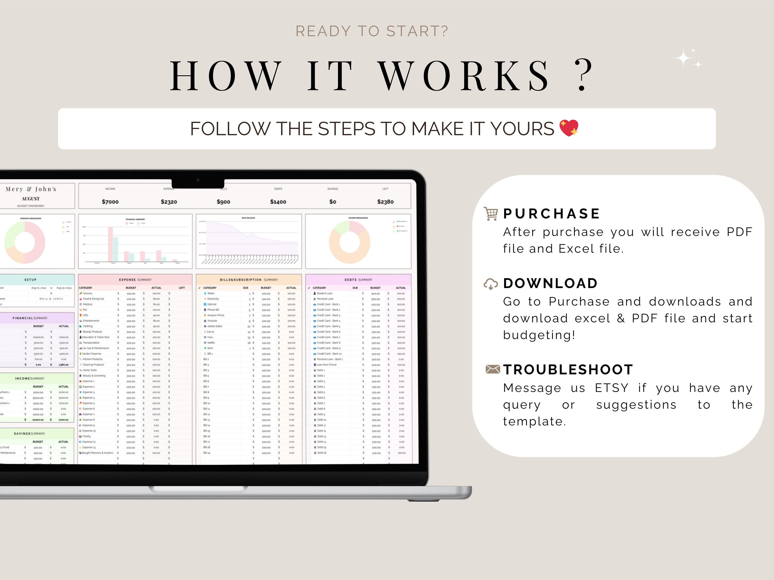 Excel Monthly Budget Planner Google Sheets Template Income & Expense ...