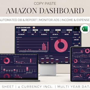 Hojas de Excel del panel de ventas de Amazon FBA Hoja de vendedor de Amazon Rastreador de pérdidas y ganancias de FBA Herramienta para vendedores de Amazon Análisis de datos de ventas Herramienta de crecimiento