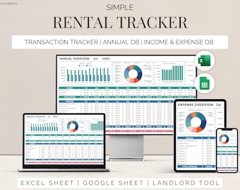 Excel Rental Property tracker Real estate tracker Rental Income & Expense tracker Landlord Financial Organizer expense log Google sheets