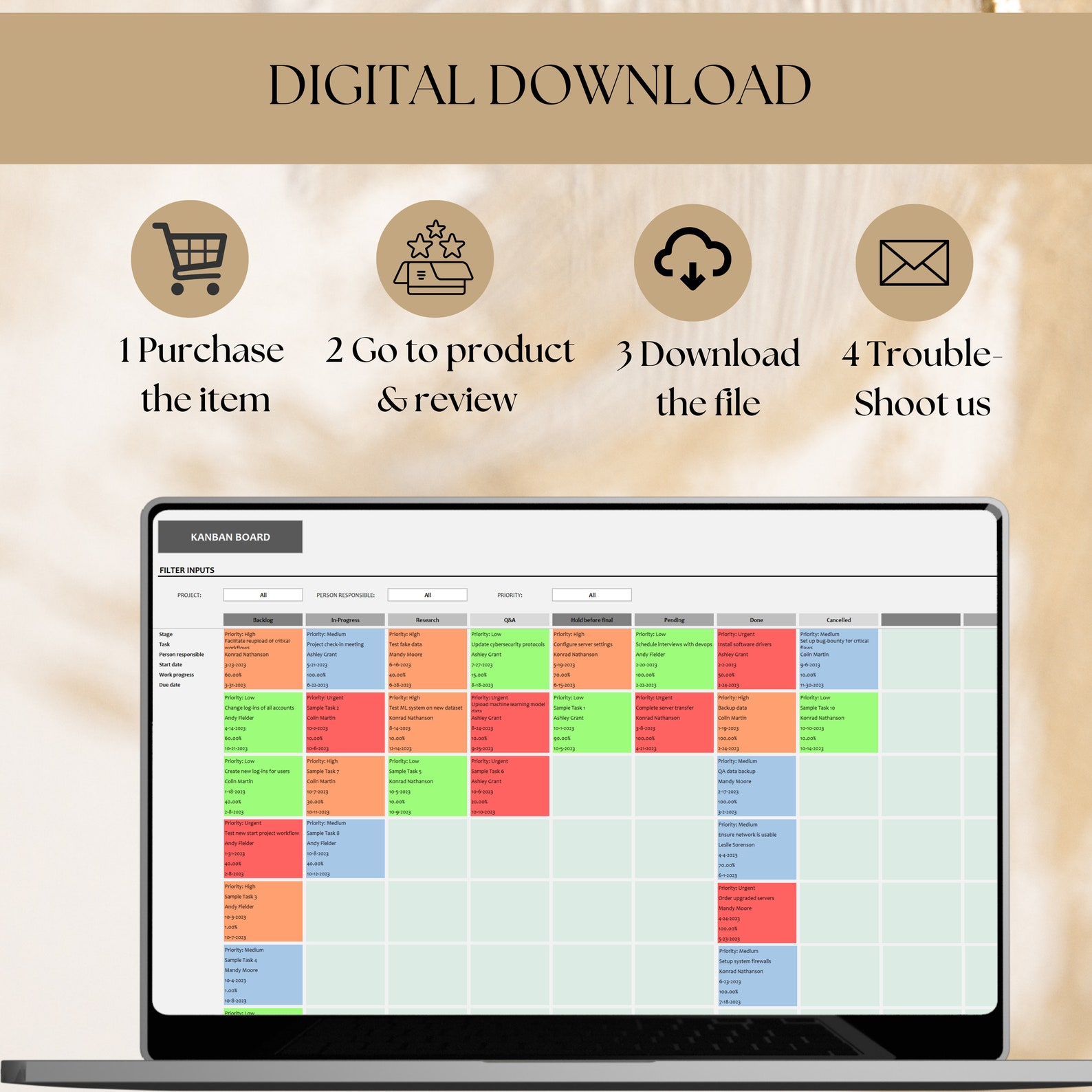 Kanban Board for Project Manager Task Tracker Project Planner Tracker ...