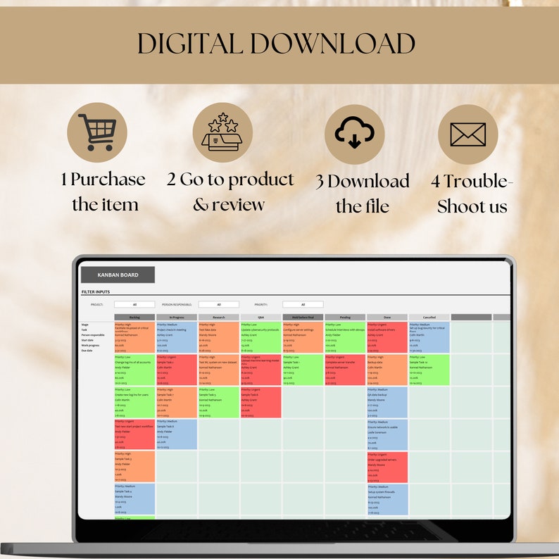 Kanban Board for Project Manager Task Tracker Project Planner Tracker ...
