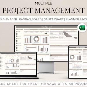 Dashboard di gestione progetti Excel: Task Tracker, Kanban, Gantt (download digitale)