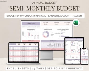 Semi-Monthly Budget Planner: Excel Budget Spreadsheet (Digital)