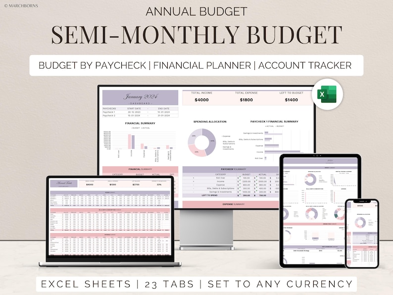 budget by paycheck semi-monthly budget annual budget budget planner budget tracker monthly budget money challenge financial planner personal finance