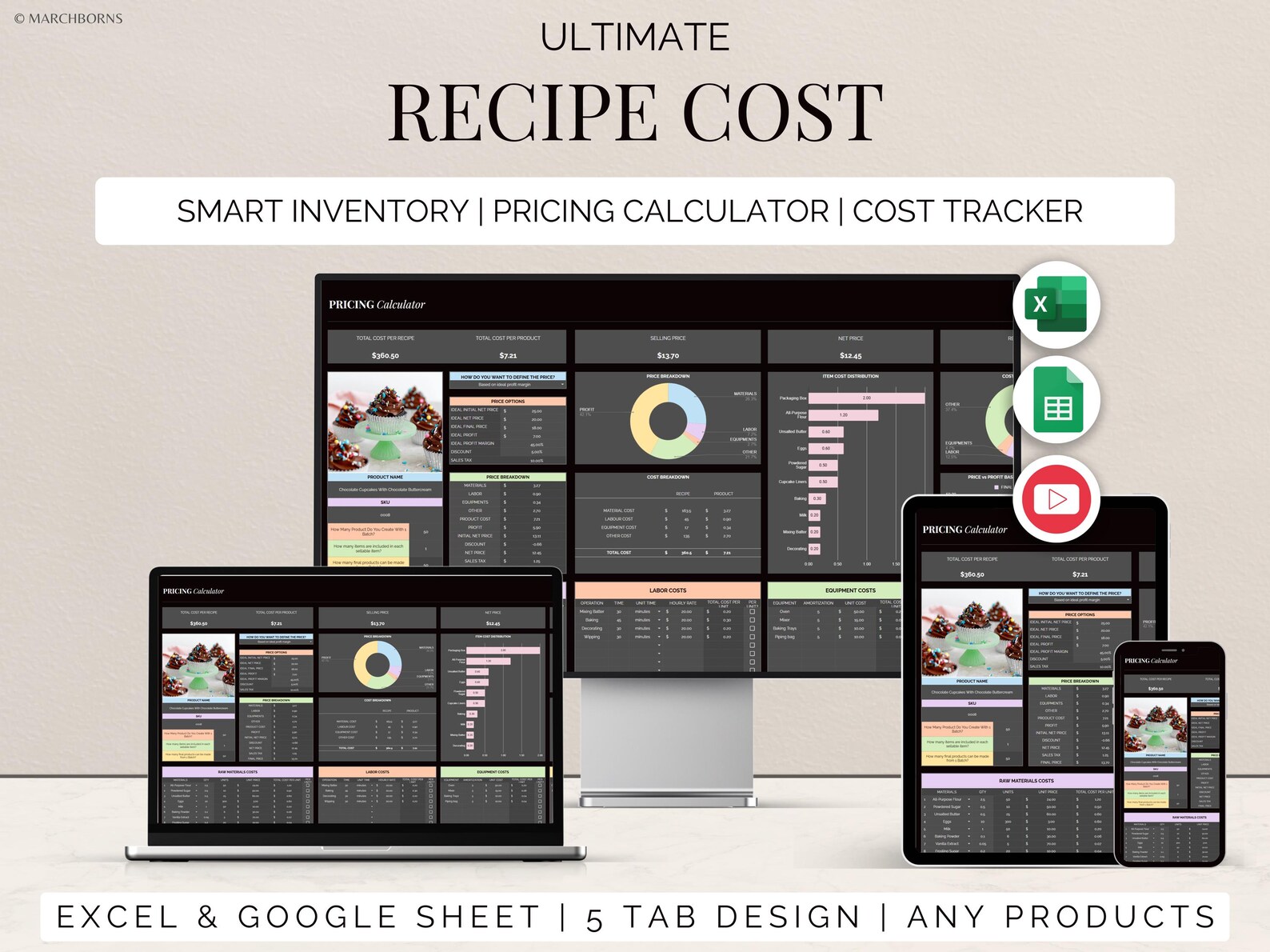 Recipe Cost Calculator Google Sheets Pricing Template Excel Price ...