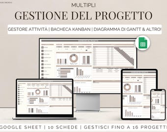 Multi project management google sheets template project plan task manager Kanban board Gantt chart project timeline weekly planner digital