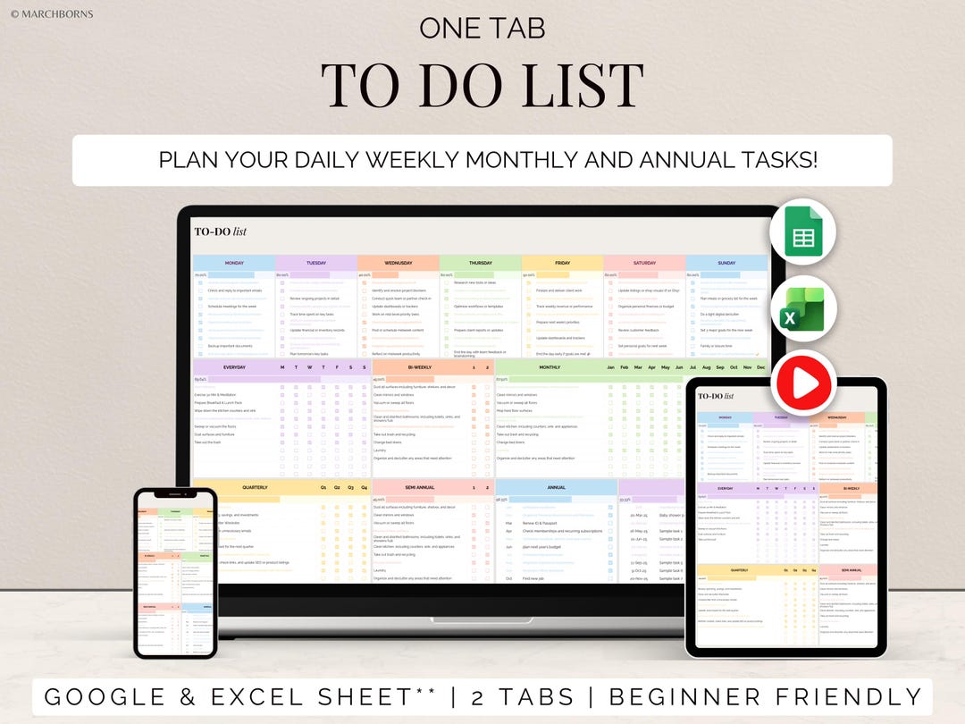 To Do List Task Tracker Google Sheets Cleaning Checklist Daily Schedule ...