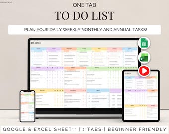 To do list Task tracker google sheets cleaning checklist Daily Schedule Excel one tab digital to-do planner spreadsheet template Minimalist