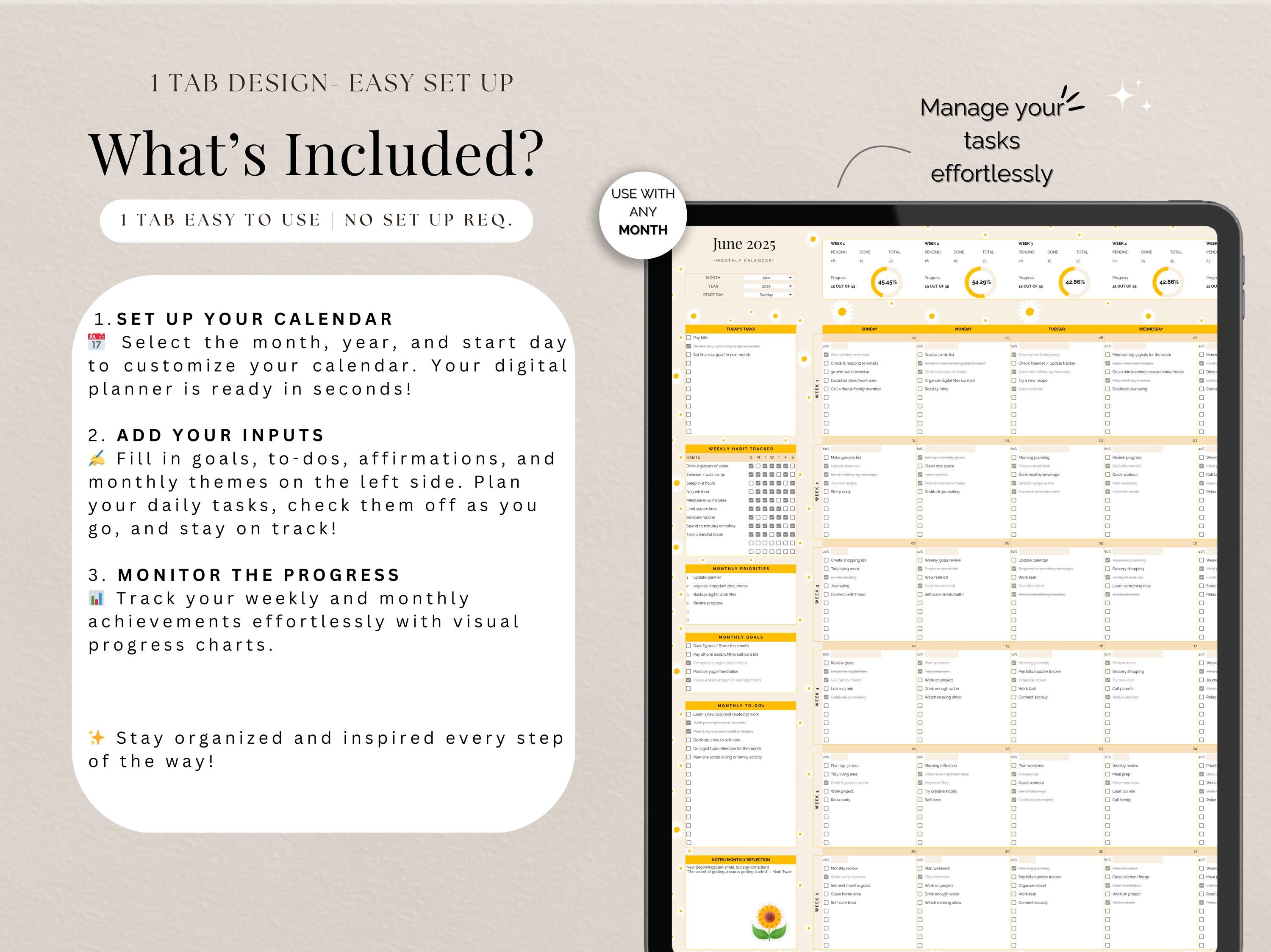 2026 Digital Calendar Template Google Sheets Planner Excel Spreadsheet ...