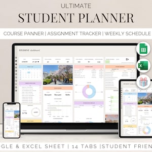 Student Planner Google Sheets Assignment Tracker Excel template college university spreadsheet academic organizer study tracker homework log