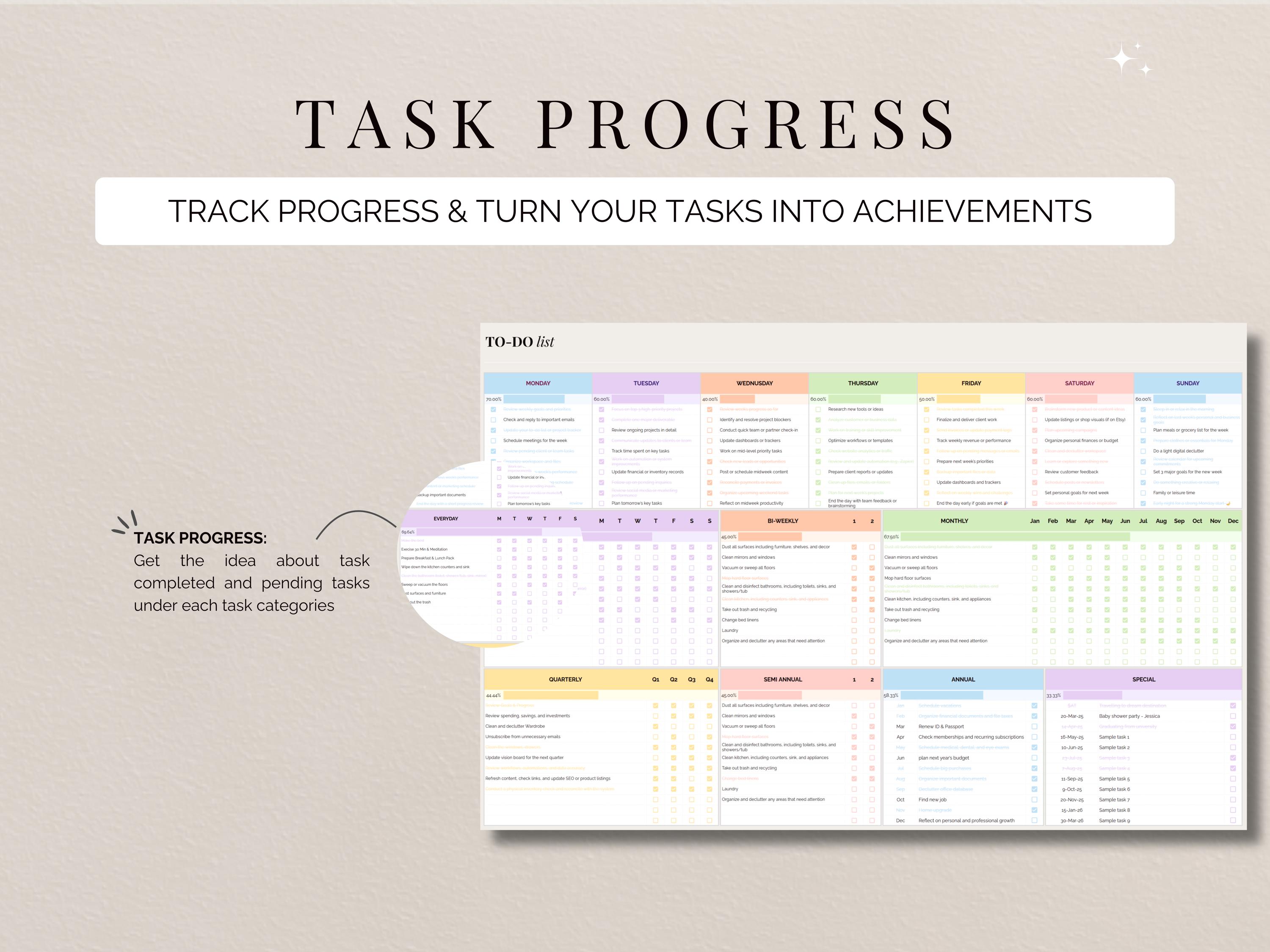 To Do List Task Tracker Google Sheets Cleaning Checklist Daily Schedule ...