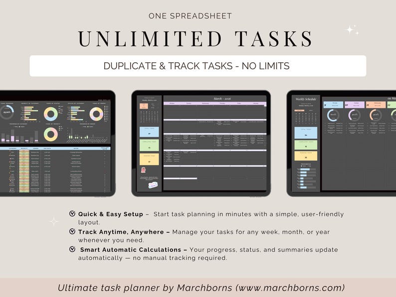 Task Tracker Excel Google Sheets Dark Mode Productivity Planner, to Do ...