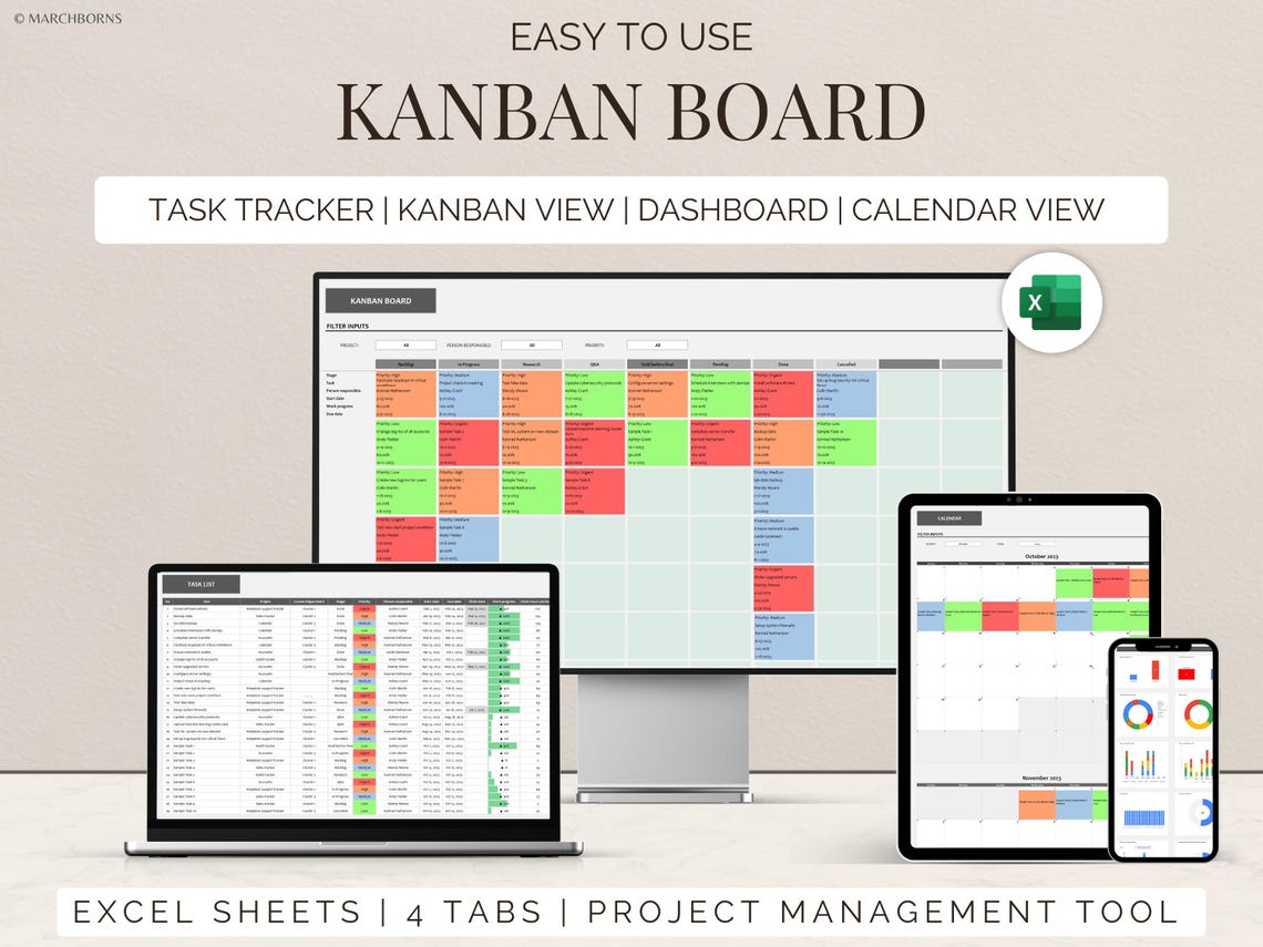 Kanban Board for Project Manager Task Tracker Project Planner Tracker ...