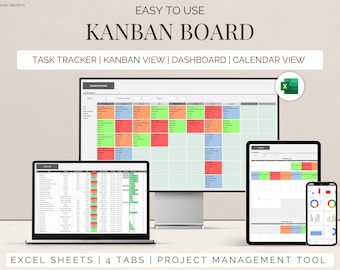 Kanban Board Excel Template | Task Tracker | Project Management | Gantt ...