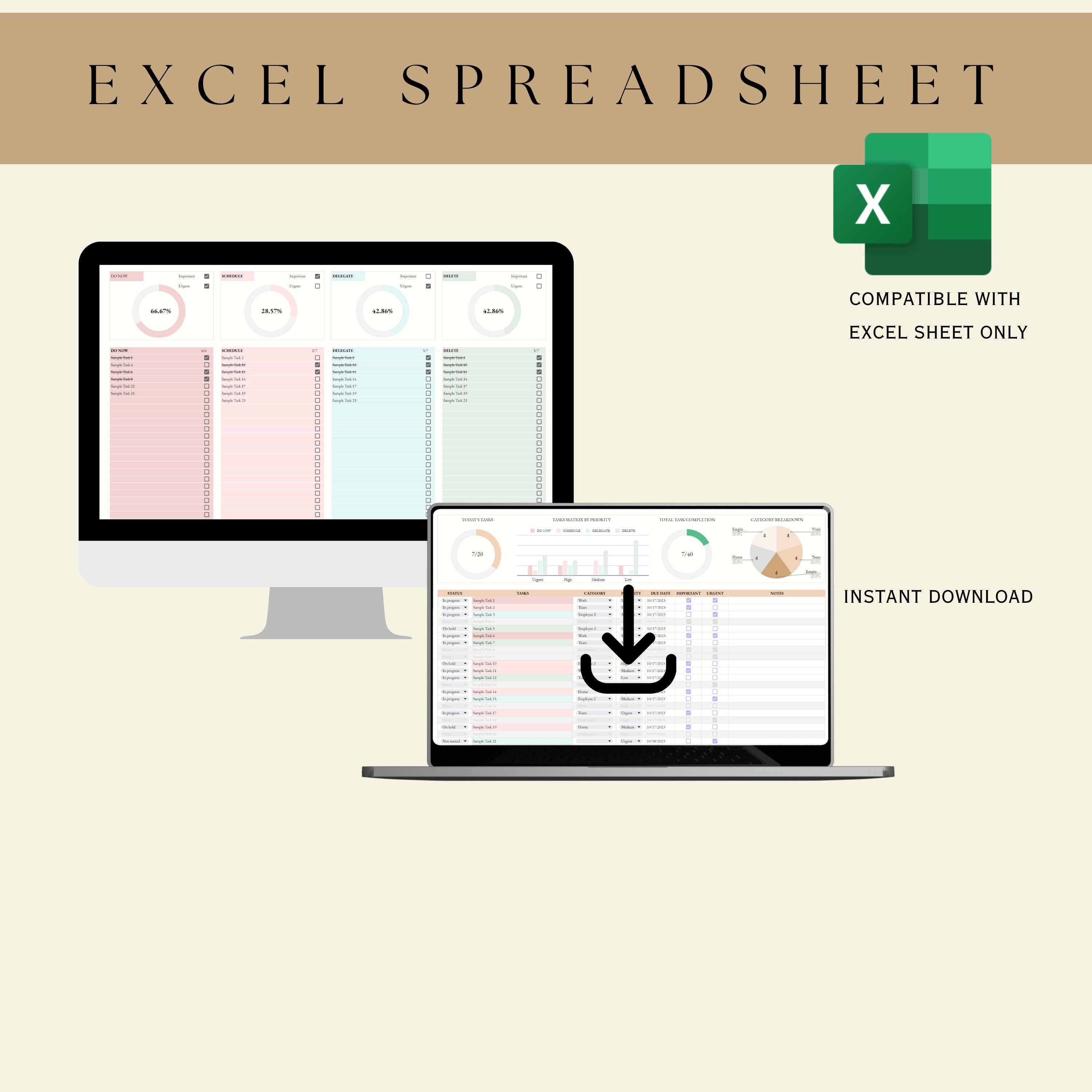 Excel Task Priority Tracker Eisenhower Decision Matrix ADHD Time ...