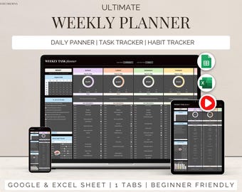 Excel weekly time blocking planner google sheets daily schedule tracker productivity tool activity spreadsheet template time block checklist