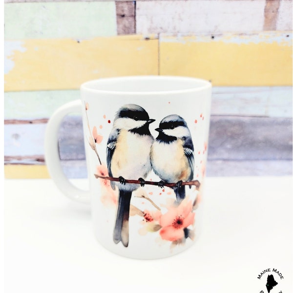 Chickadee Coffee Mug, Chickadees Mug, Bird Lover Mug, Mug for Bird Watching, Cute Chickadee Mug, Maine State Bird, Maine Theme Mug, Maine