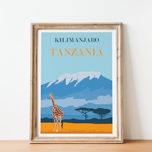 Kilimanjaro Tanzania Travel Poster | Retro Art | Colorful Travel Print | Africa | Digital Poster |  Retro Wall Art | Vintage | Home Decor
